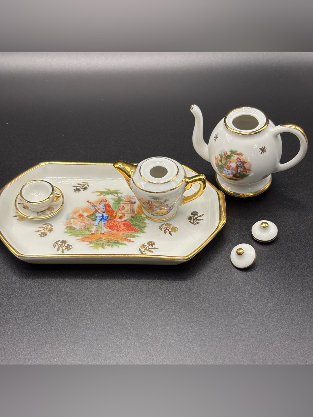 Authentic Vintage Miniature Limoges France Porcelain Tea Set Pieces